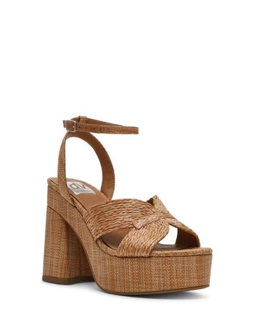 Dolce Vita Brown Waylan Raffia Platform Ankle Strap Sandal
