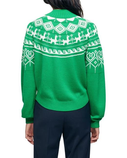 Maje Green 121 Mascot Mock Neck Sweater