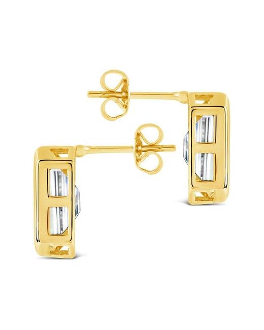 Sterling Forever Metallic Camille Bezel Cubic Zirconia Stud Earrings