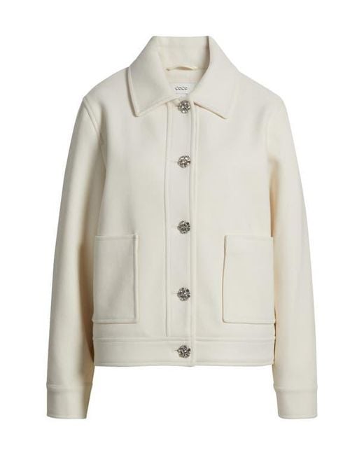 Cece Natural Jewel Button Flannel Jacket