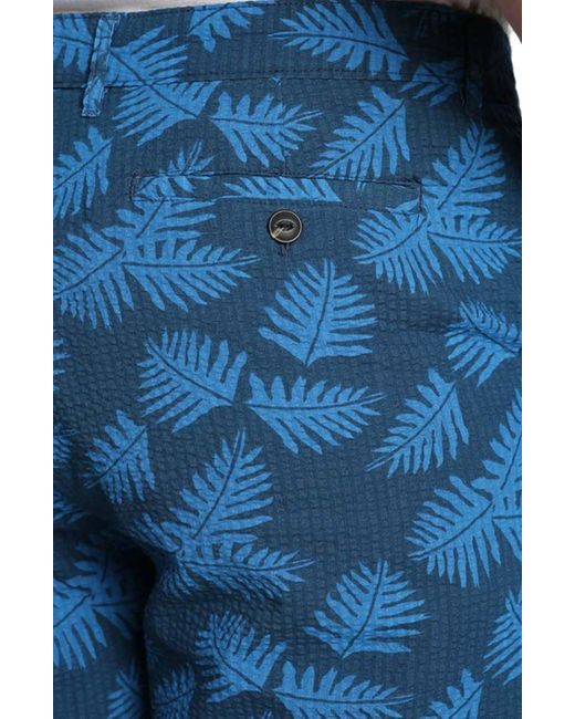 Jachs New York Blue Leaf Print Seersucker Shorts for men