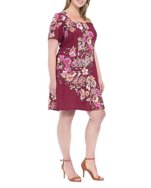 London Times Floral Short Sleeve Fit & Flare Dress in Red | Lyst