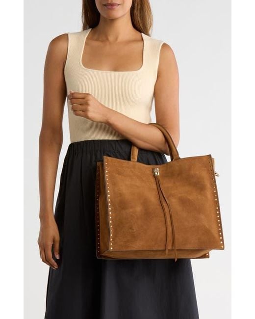 Rebecca Minkoff Brown Darren Stud Suede Tote Bag