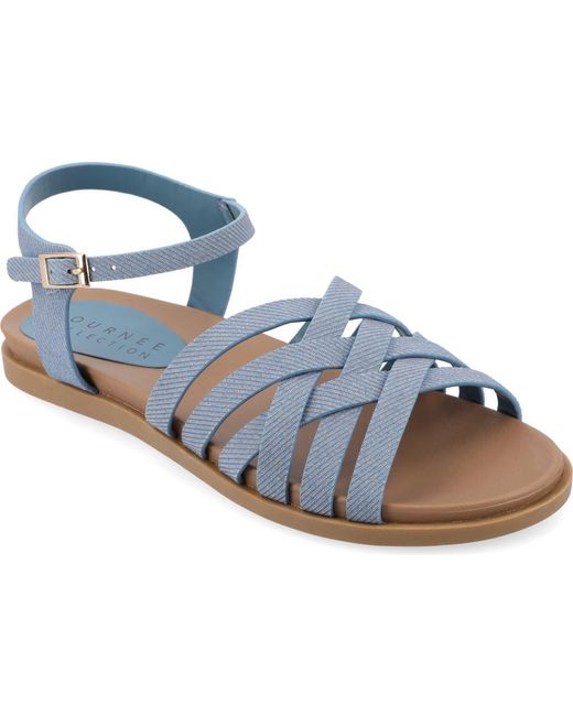 Journee Collection Blue Kimmie Ankle Strap Sandal