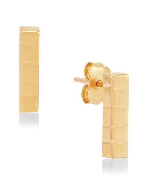 Frankie & Zoe Women's Metallic Textured Bar Stud Earrings