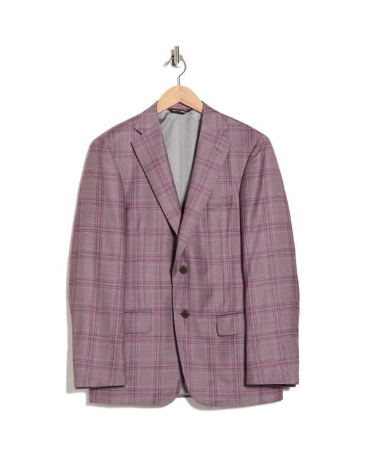 Heritage Gold Men's Purple Berry Super 130S Wool Plaid Sport Coat formal jackets