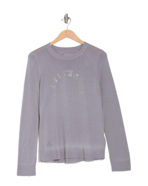 Zadig & Voltaire Miss Paris Strass Embellished Wool Sweater In Grey At