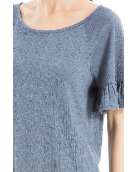 Max Studio Blue Flutter Texture Knit T-Shirt