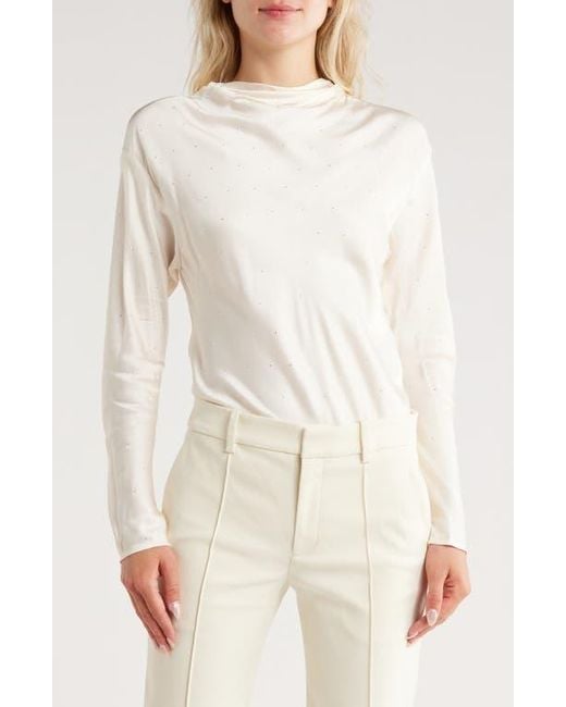 A.L.C. Natural Georgia Embellished Satin Top
