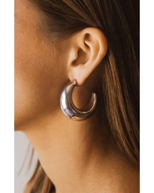 Sterling Forever Metallic Eclipse Hoop Earrings