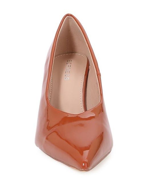 BERNESS Brown Patent Pointed Toe Pump