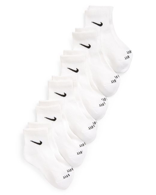 Nike White 6 Pack Dri-fit Plus Quarter Socks for men