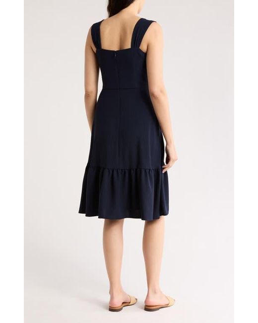 Eliza J Blue Button Front A-Line Midi Dress