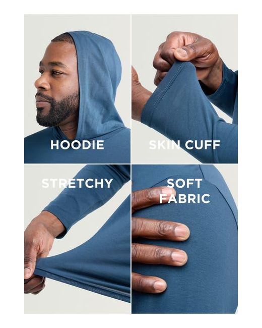 Xray Jeans Blue Long Sleeve Hooded T-Shirt for men