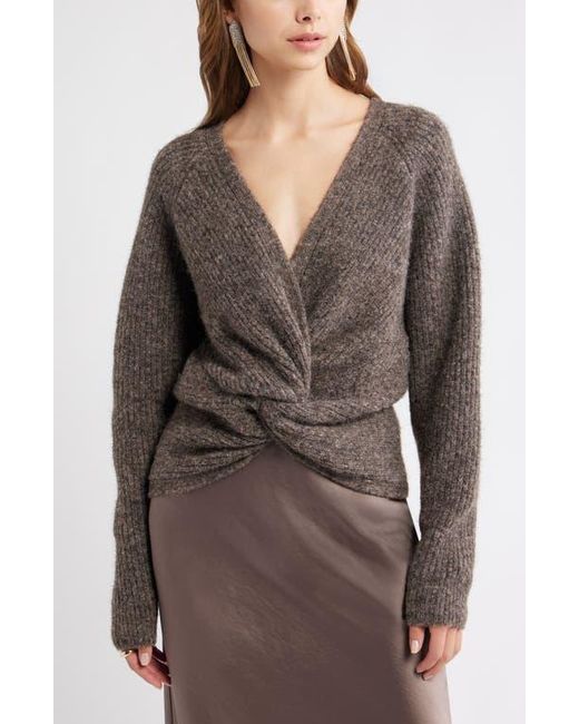 Open Edit Brown Twist Reversible Sweater