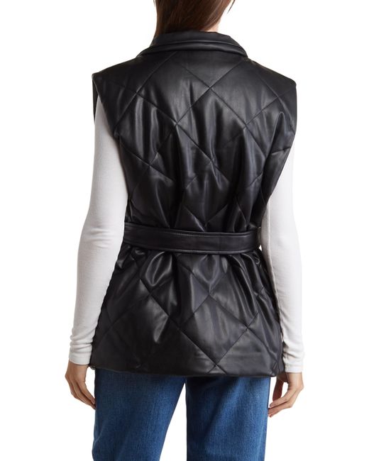 Blank NYC Quilted Faux Leather Vest in Black | Lyst