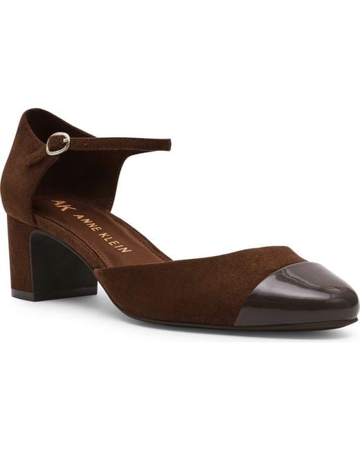 Anne Klein Brown Picus Ankle Strap Pump