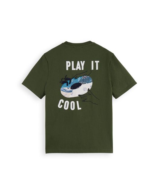 Scotch & Soda Green Play It Cool Appliqué Graphic T-shirt for men