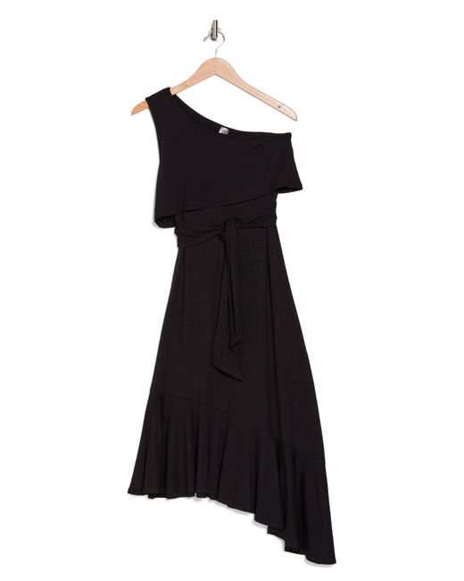 Go Couture Black Asymmetric One-shoulder Dress