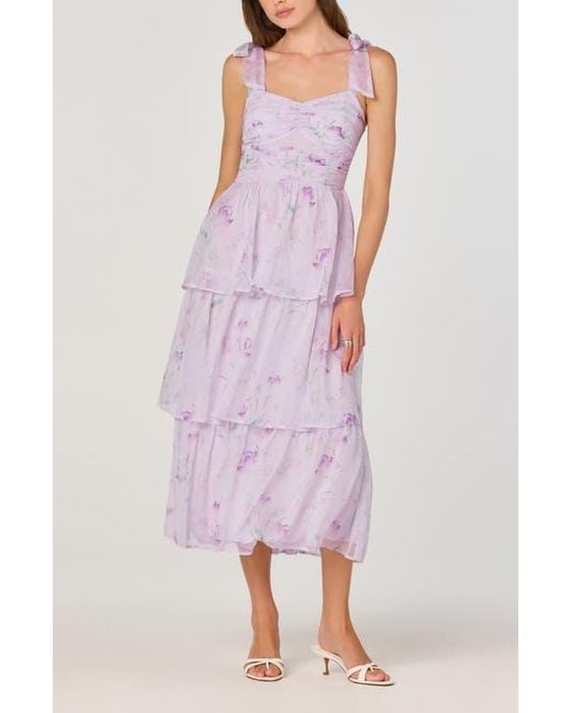 Astr Purple Tiered Tie Strap Sundress