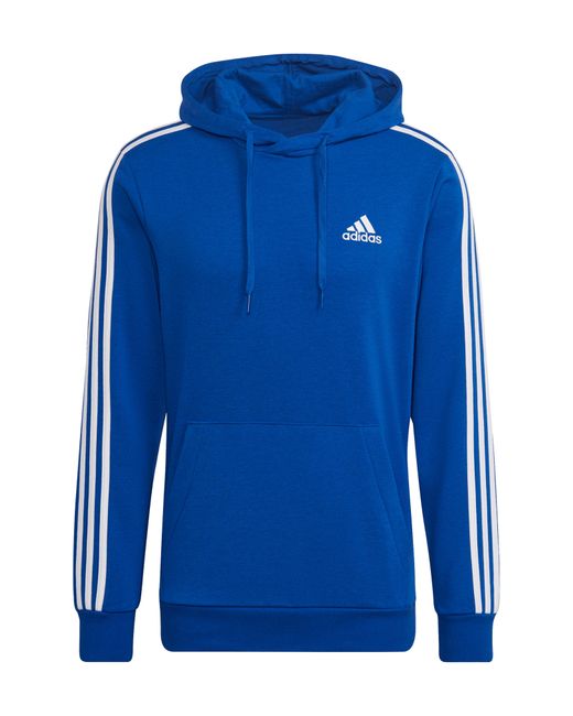 adidas Essentials French Terry 3-stripes Pullover Hoodie In Team Royal ...