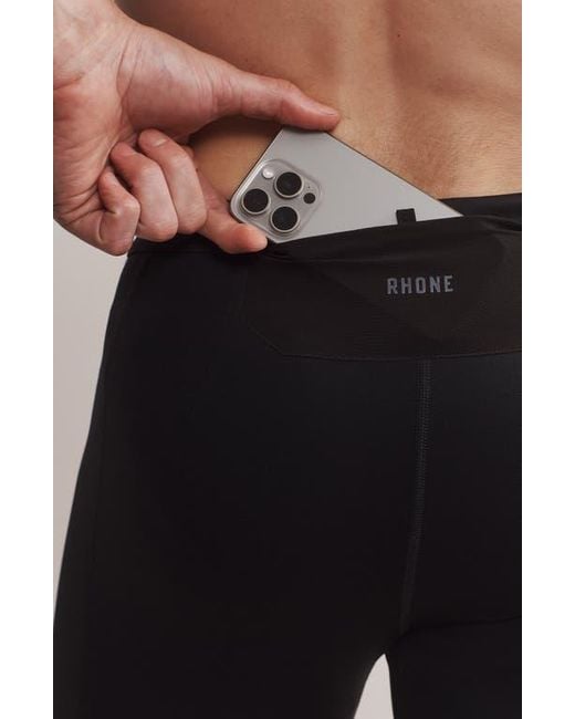 Rhone Black Thermal Run Fleece Tights for men