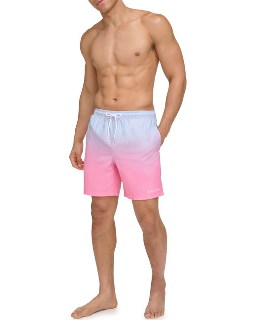 Calvin Klein Pink Volley Core Gradient Dot Swim Trunks for men