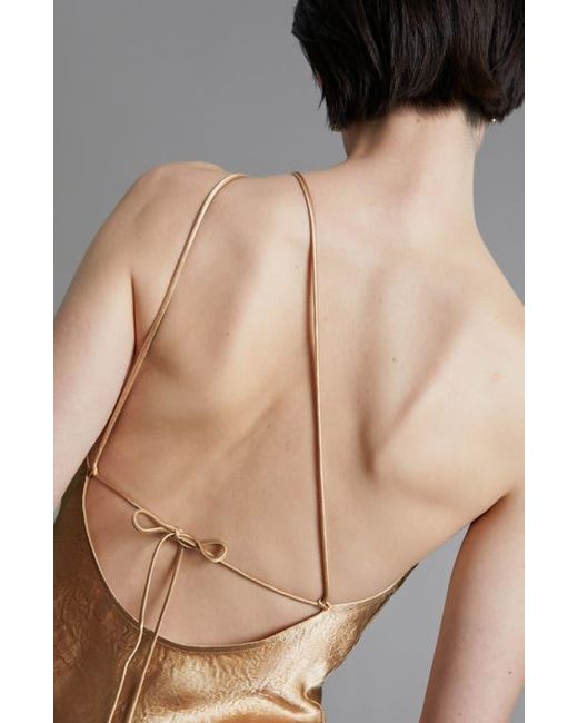 & Other Stories Brown One-Shoulder Satin Slipdress