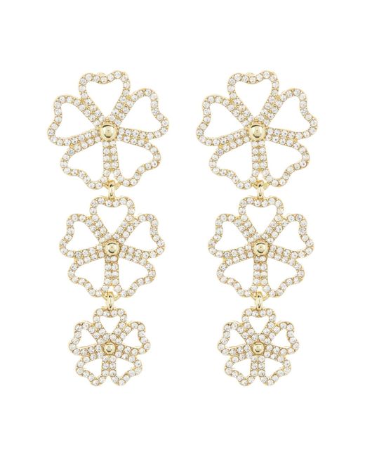 BaubleBar White Triple Crystal Flower Drop Earrings
