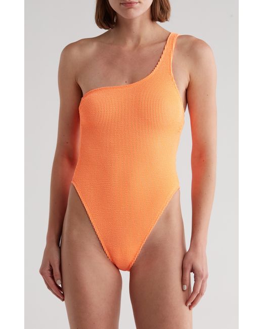GOOD AMERICAN Orange Always Fits One-shoulder One-piece Swimsuit