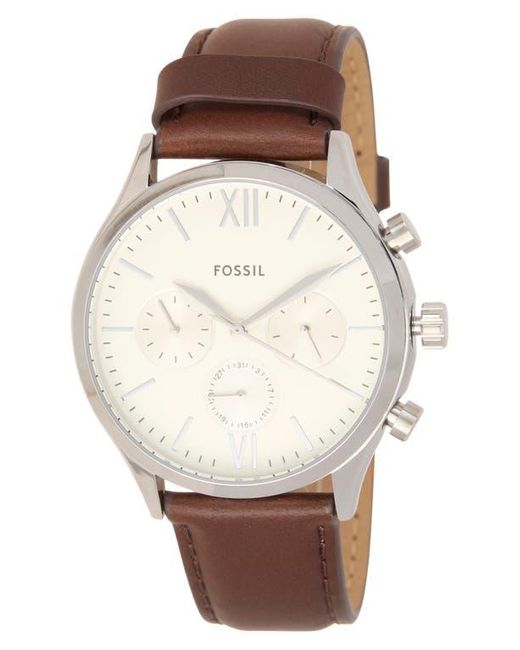 Fossil Natural Fenmore Multifunction Leather Strap Watch, 44Mm for men
