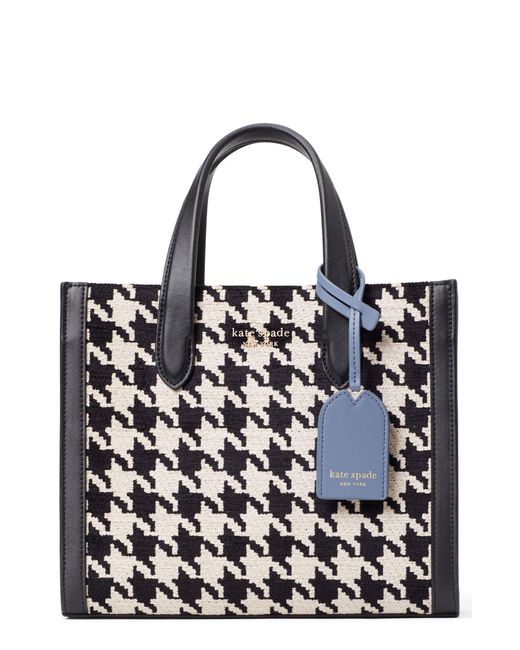 Kate Spade Blue Manhattan Houndstooth Chenille Tote