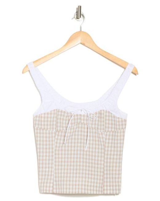 Elodie Bruno White Gingham Fitted Crop Top