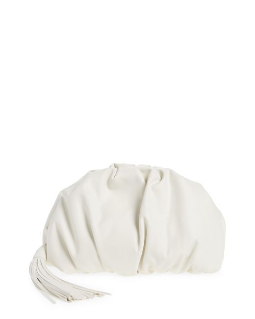 Rebecca Minkoff White Ruched Faux Leather Clutch