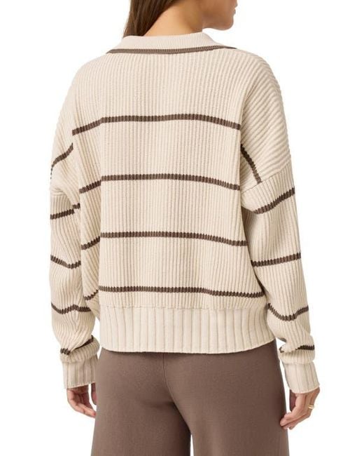 Splendid Natural X @Cellajaneblog Stripe Cotton Blend Polo Sweater