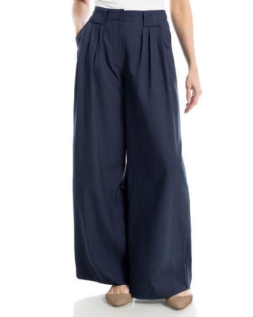 Max Studio Blue Pleated Wide Leg Pants