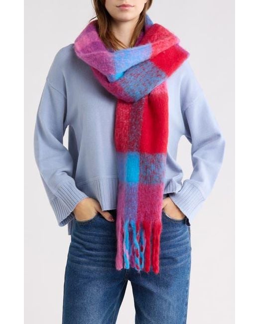 Steve Madden Red Mmmpop Plaid Lofty Scarf