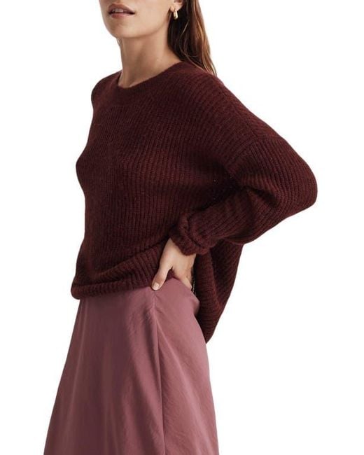 Madewell Red Ribbed Crewneck Sweater