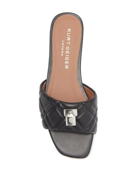 Kurt Geiger Black Brixton Quilted Slide Sandal