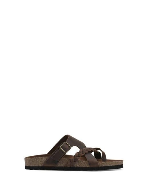 White Mountain Brown Braided Strappy Slide Sandal