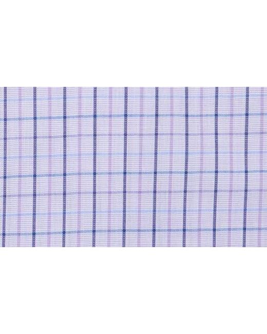 Duchamp Blue Plaid Print Slim Fit Dress Shirt for men