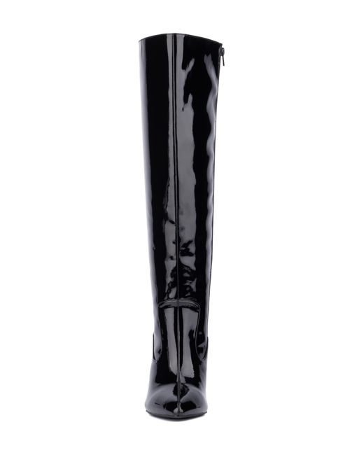 FASHION TO FIGURE Lisette Over The Knee Faux Leather Boot in Black | Lyst