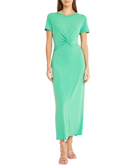 DONNA MORGAN FOR MAGGY Green Twist Front Short Sleeve Maxi Dress