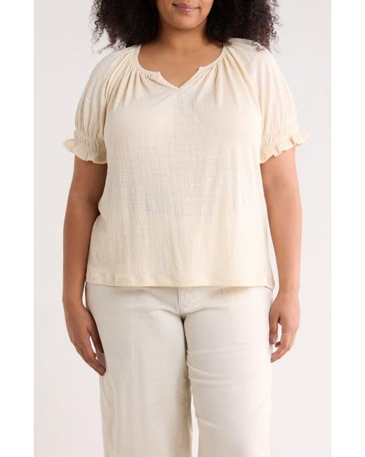 Max Studio Natural Puff Sleeve Top
