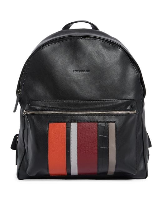 Longchamp Black Patchwork Leather Backpack