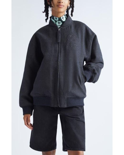Marimekko Blue Monumentti Wool Bomber Jacket