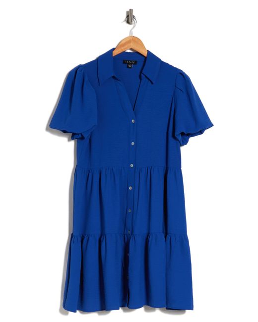 1.STATE Blue Puff Sleeve Shirtdress