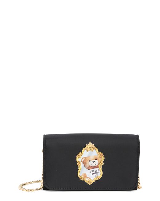 Moschino Black Teddy Mirror Chain Strap Bag