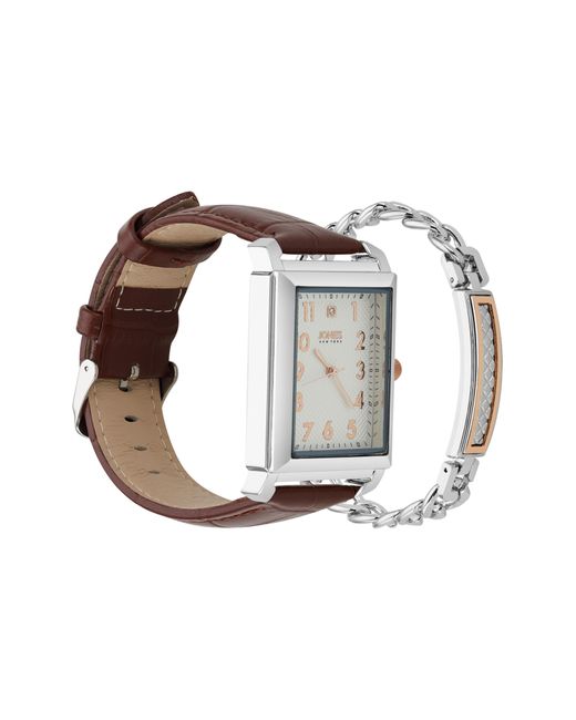 Jones New York White Diamond Accent Three-hand Quartz Watch & Id Bracelet Set for men