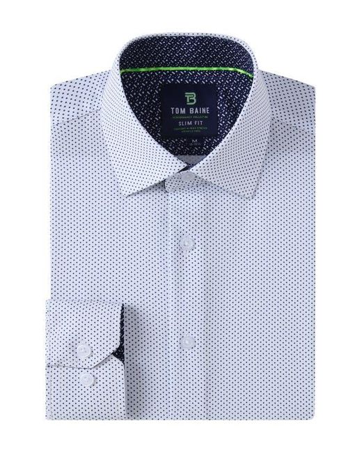 Tom Baine Blue Regular Fit Performance Stretch Long Sleeve Button Front Shirt for men